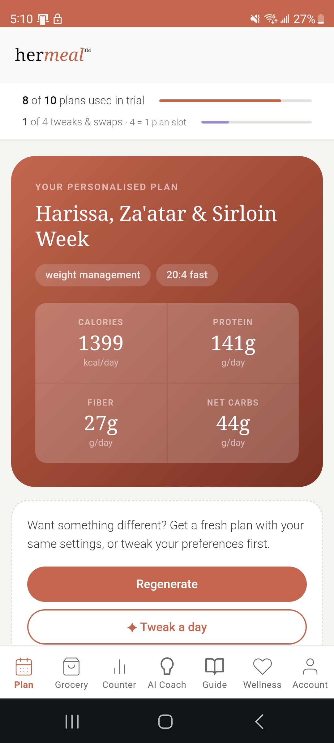 My Plan dashboard